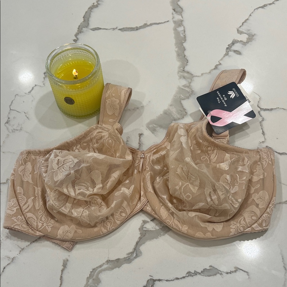 Wacoal The Awareness Bra Beige Floral Lace SZ 34H